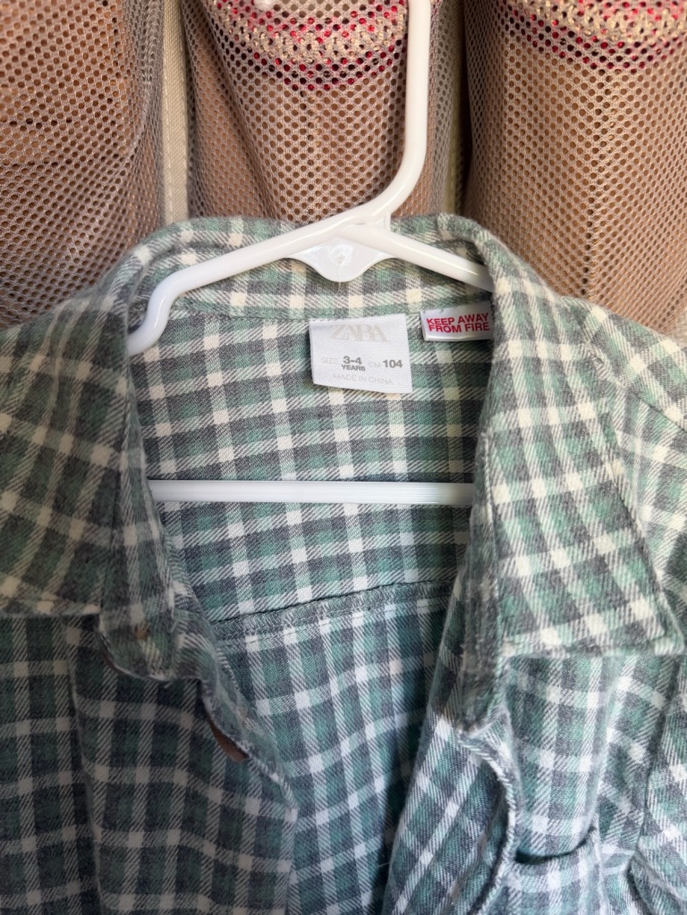 Zara boy Mint and White Plaid Shirt Jacket